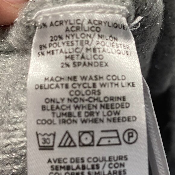 NWT LOFT V-Neck Silver Sequin Gray Sweater - Picture 6 of 6